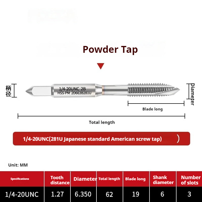 2124-282U American Japanese Standard Powder Screw Machine Tapping Tip Tapping Series Powder High Speed Steel Tap Shandong Denso Pricision Tools Co.,Ltd.
